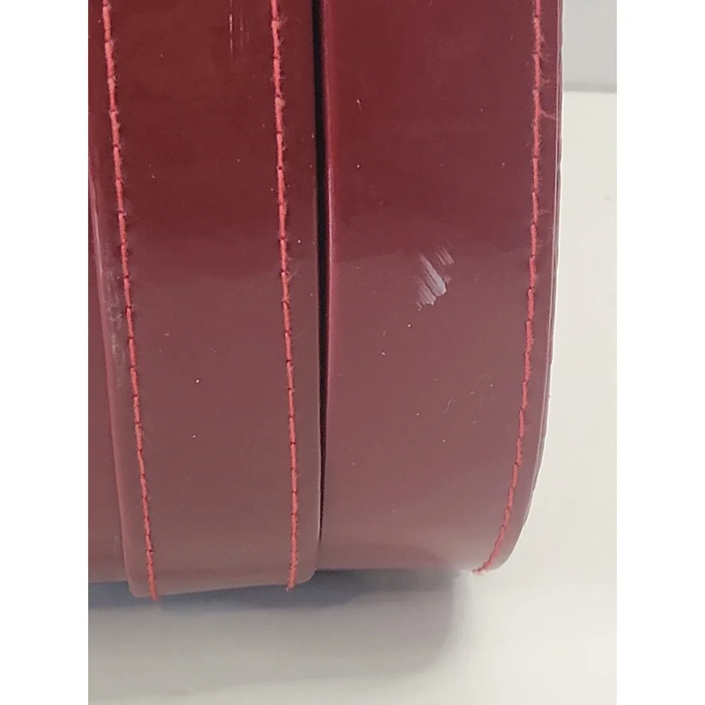 Vtg 90s Red Faux Crocodile Train Case Dome Vanity Cosmetics Travel Box W/Key